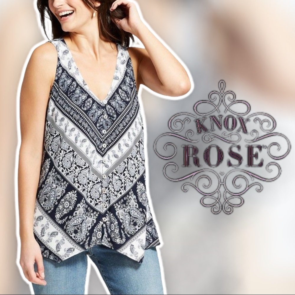 Boho Knox Rose floral and paisley print tank top